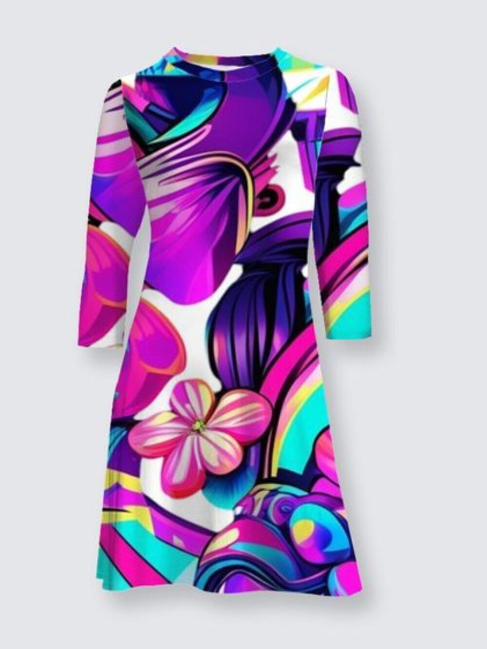Neon Fantasy 80s Synthwave Strawberry Dream Laura Flare Dress preorder